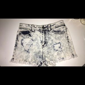 Acid Wash High Waisted Shorts